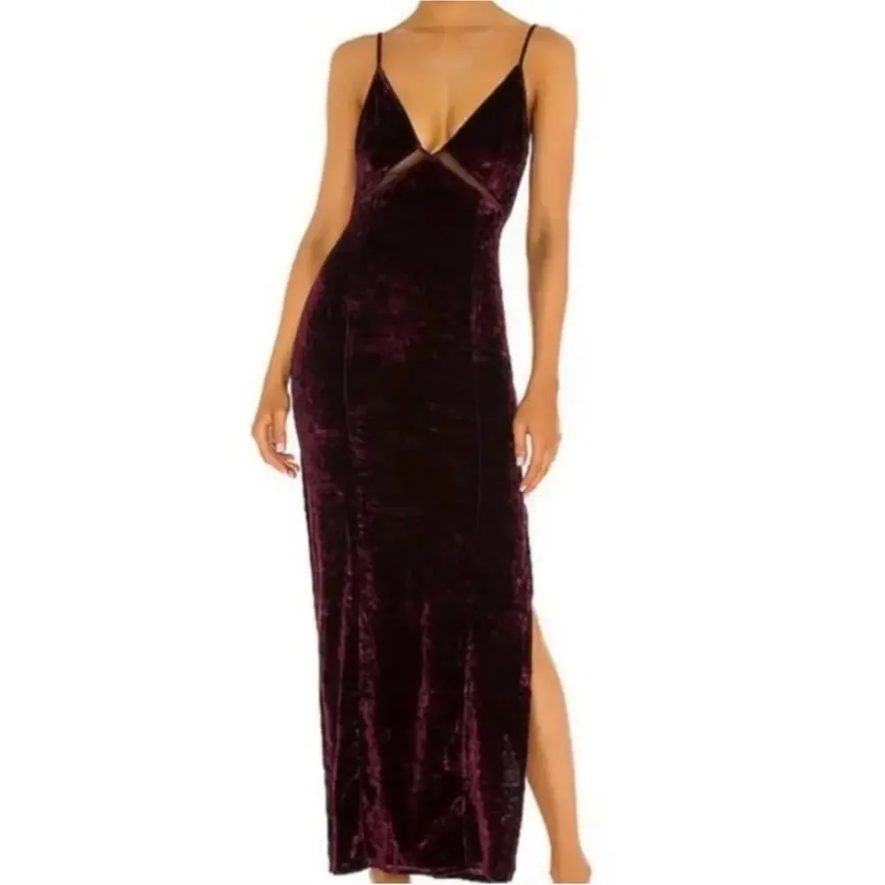 Free People Low Key Crushin Velvet Dress in Pomegranate Wine - Picture 2 of 8